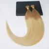 Gdouble Drawn Omber # 12 Fading To # 613 Blond I-Tips Förbabonded Human Hair Extensions Slik Rak 100% Remy Nail Keratin Hårförlängningar