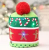 Light up flashing knitted hat scarf LED Christmas party bobble hat kid adult Winter Warm Beanie hats santa presents XMAS stocking filler