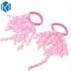 Mism2pcs/set kids krul lint scrunchy haar accessoires kleurrijke kinderen elastische haarbanden meisjes bowknot haarclip willekeurige kleur