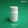 50 set/lote 60cc botella de cápsulas de plástico de diseño de forma redonda, botella rellenable blanca de medicina de píldora de plástico pequeña de HDPE