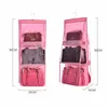 Double Side Transparent 6 Pocket Opvouwbare Opknoping Handtas Portemonnee Opbergtas Zetende Tidy Organizer Garderobe Closet Hanger