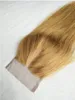 Brazilian Virgin Hair 27# Colored Blonde Human Hair 3 Bundles With Lace Closure Cheap Blonde Straight Hair Weaves With 4x4 Lace Closure