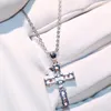 Victoria Wieck Vintage Punk Fashion Jewelry 925 Silver Red Garnet Gemstones CZ Diamond Religion Cross Pendant Chain Necklace For Women Gift