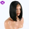 Preto Curto rendas frente perucas sintéticas do cabelo Bob peruca reta cabelo natural perucas para mulheres de volta l com Pré arrancou Hairline descorados Knots