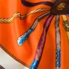 Vrouwen 100% Zijden sjaal Oranje Vierkante Vos Print Satijn Foulard Femme Echarpe Retro Twill Sjaals 60 60 CM nek haar small202Y