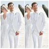 2019 costumes formels de mariage blanc Slim Fit marié Tuxedos hommes trois pièces garçons d'honneur pantalon costume pointe revers (veste + gilet + pantalon)