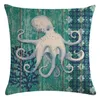 Vintage Marine Cushion Cover Coral Seafan Sofa Stol Kasta kuddfodral Sea Horse CoJines Nautical Almofada1786529