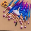 20pcs Unicorn makeup Brushes Mermaid Brush Eye Shadow Foundation Eyebrow Makeup Brushes Fishtail Brush gradient color Comestic Tool