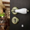 modern simple white ceramic black indoor locks vintage brass printing ceramic bedroom kitchen wooden door locks Top quality