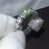 Vecalon Anello di lusso con montatura Full Pave 5A Zircon Diamond 925 Sterling Silver Anelli di fidanzamento per fedi nuziali per donne Gift1939154