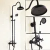 Bathroom Black Oil rubbed Brass Bathtub Shower Set Wall Mounted 8" Rainfall Shower Mixer Tap Faucet 3-functions Mixer Valve