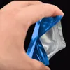 100 pçs / lote Azul Brilhante Mylar Sacos De Armazenamento De Alimentos Selo de Calor Folha De Alumínio Saco De Café Bolachas Snacks À Prova de Zíper Pacote de Pacote de Bloqueio