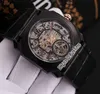 Nouveau 42mm Octo Finissimo Tourbillon 102946 Boîtier en acier Cadran squelette Mécanique Automatique Montre Homme Sport Cuir 3 Styles Montres301C