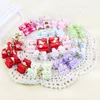 50 PC Lot Handmade Pearl Dog Hoids Bows Ribbon Grooming Bows Pet Hair Accessories247T