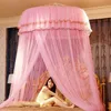 Mosquito romántico net princesa insectos red colgada toldos de cama de cúpula adultos neting encaje cortinas de mosquito redondas para cama doble 302d