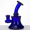 Verre coloré Banger Hanger Conduites d'eau en verre 14mm peigne femelle Perc bleu Mini Pipe wax Oil Rigs petit barboteur Narguilés bécher 942