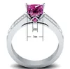 Victoria Wieck Luxury Smycken Handgjorda 925 Sterling Silver Fylld Princess Cut Pink Sapphire CZ Diamond Gemstones Kvinnor Bröllop Band Ring