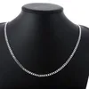 Partihandel 925 Sterling Solid Silver Chains Halsband 4 mm 8-30Inch Men Mode Halsband Smycken Man Lång Stål Halsband Chn132