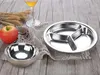 26CM Stainless Steel Fast Food Tray Restaurant Hotel Service Tray 3-Grid Round Snack Tray Kitchen Canteen Dining Plate