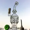 Fab Egg Glass Bongs Recycler Smoking Unique Design Hookahs Dab Oil Rigs Water Pipes Showerhead & Swiss Perc With 14mm Joint MFE01