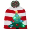 LED Christmas knitted Hat Scarf kid Santa Claus Snowman Reindeer Elk Festivals lighted up Hats Xmas Party Gifts Cap