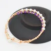 Fashion Freshwater Pearl Bangle Rose Gold Koppar Armband Stativ Med Färskvatten Vit Pearl Bangle Wholesale