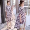 Abito premaman in chiffon con stampa a fiori piccoli Abiti estivi alla moda coreana per donne incinte Abbigliamento floreale in gravidanza