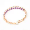 Bracelet en perle d'eau douce en or rose avec bracelet en perle d'eau douce blanche