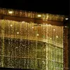 9.8ft X 9.8ft 3X3M 300LEDs Огни Свадьба Рождество Строка День Рождения Открытый Дом Декоративные Фея Занавес Гарленд