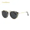 Prouddemon plus récent Clip sur Steampunk lunettes de soleil femmes hommes classique haute qualité lunettes de soleil rondes pour dames mode Oculos UV400