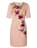 Luxury Women Brodery Sheath Dress Round Neck Kortärmad Party Dresses 12K587