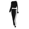 Running Sets Women Shirts Pant Long-Sleeved Suit Stitching Crop Sexy Top Tracksuit Female Sportswear Workout Sports Fitness