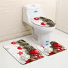 Zeegle 3pcs/set Absorbent Bathroom Mat Flannel Non-slip Bathroom Floor Carpet Water-absorbing Toilet Rugs