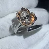 Moda Punk Crânio anel Pave configuração zircão Cz Rose White Gold Filled Party anéis de banda de casamento para as mulheres Homens Jóias Presente