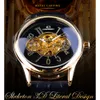 Forsining Creative Skeleton Black Golden Display Mäns Openwork Watch Top Brand Luxury Mechanical Wristwatch Transparent Case