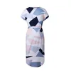 2018 zomerjurk vrouwen mode print elegante schattige sjerpen v-hals sexy slanke schede jurk vrouwen jurken vestidos gewaden