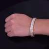 Di tendenza 2 file CZ Pietra Per uomo Quadrato Bracciale tennis Gioielli hip-hop 10mm Zircone cubico Rame Materiale Oro Argento Per Regalo