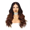 Raizes Stock Ombre Brown peruca escuras Glueless peruca dianteira do laço com bebê cabelo calor resistente sintético 30inch cabelo perucas para mulheres negras