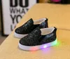 Hot Sale Kids Glowing Sneakers Baby Girls Boys LED Light Shoes Toddler Anti Slip Glitter Sequins Sports Casual Shoes
