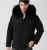 2018 garniture en fourrure de raton laveur noir Meifeng marque doublure en fourrure de lapin noir toile noire mini parkas en plein air hommes manteaux de neige