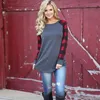 Autumn T Shirts For Women With Print Plaid High Quality Casual Tops Cotton Loose Woman Clothing Long Sleeve T-Shirt