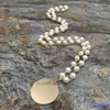 Partihandel Ankomst Personlig Blank kopparkiv 3cm Charms Hängsmycke Artificial Pearl Necklace