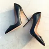 Pelle nera con tacchi alti a punta fine, scarpe da donna sexy alla moda, scarpe rosse, scarpe da donna, personalizzate 33-45 iarde.