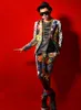 Men's Suits Flowers Printing Jacket Trousers 2 Piece Sets Tide Male Singer Nightclub Stage Outfit Star Dancer Hip Hop Rock Show DS Costumes