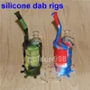 Partihandel mini silikon riggar dab burk burkar burk vatten rör kiselolja trumriggar silikon vattenrör silikon bubbler bong