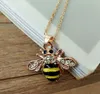 Ny Hot Style Lovely Bee Pendant Animal Kvinna Halsband 18K Rose Gold Crystal Drop Pendant Collarbone Chain Fashion Classic Delikat