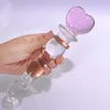 Huge Pyrex Glass Dildo,Anal 3 Beads Butt Plug Toys,Crystal Massager Pleasure Wand Heart Shape Adult Sex Toys for Couple,Pink S921