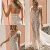 Berta Privée 2019 Mermaid Suknie Ślubne Spaghetti Backless Illusion Lace Suknie ślubne See przez Boho Beach Custom Made Suknie ślubne