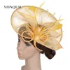 Femmes noir ou 17 couleurs fascinateurs 25cm grand chapeau secoue mariage sinamay chapeau de base plume ororn accessoires de cheveux tout seas5628681