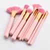 Escovas de maquiagem de madeira rosa de 10pcsset Definirefase de escova de ventilador Fundação em pó de pó para maquilas de beleza